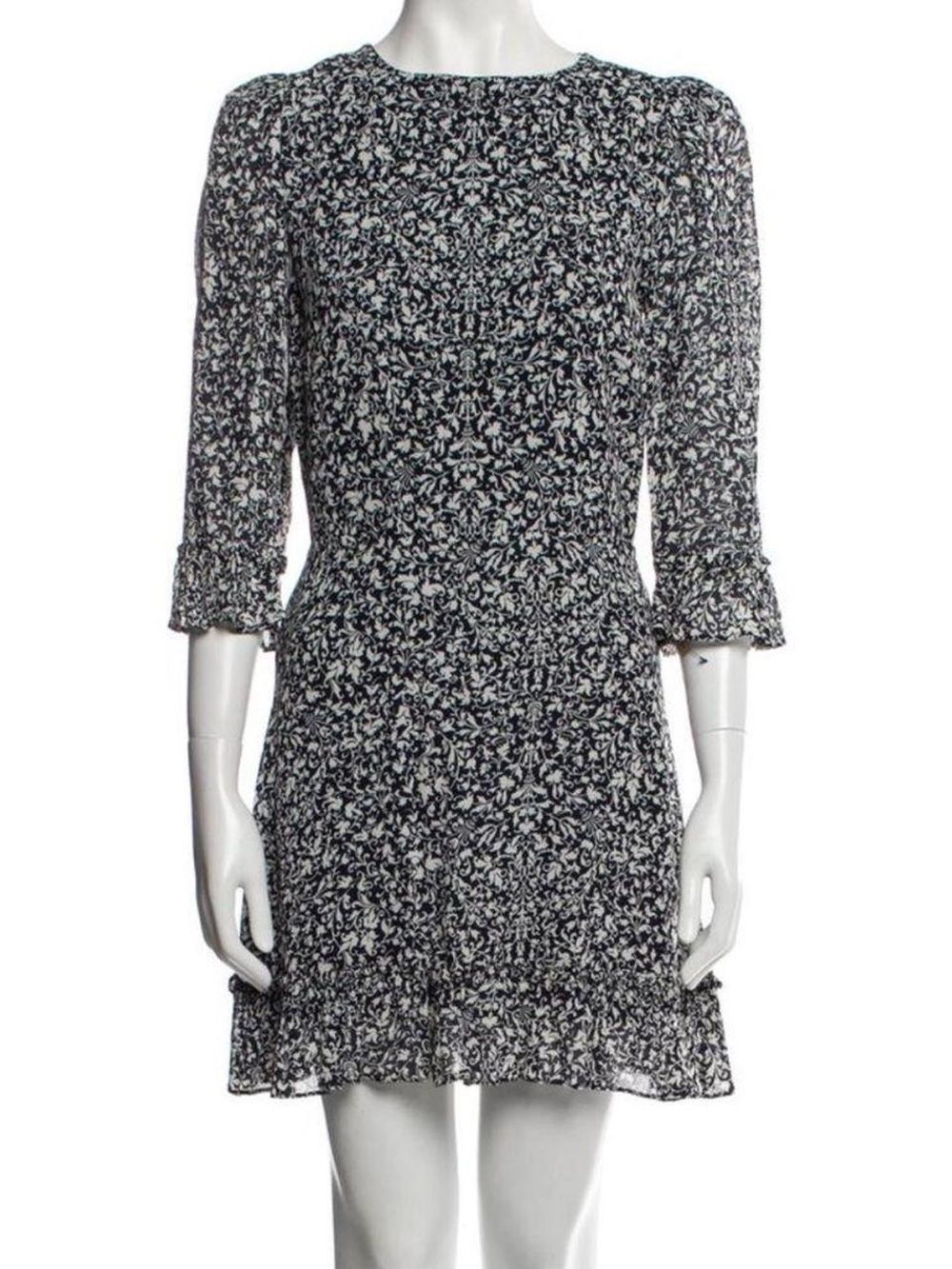 Reformation Doutzen Floral Navy and White Floral Mini Dress